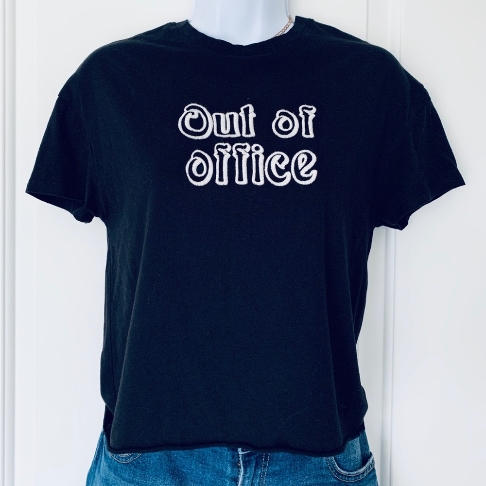 Carbon Copy black crewneck graphic top Size XS